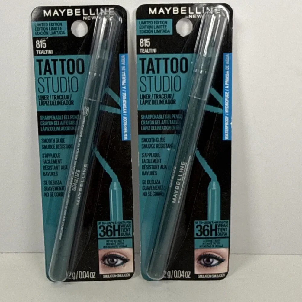 2 Maybelline Tattoo Studio Sharpenable Gel Liner Pencil Waterproof 815 Tealtini